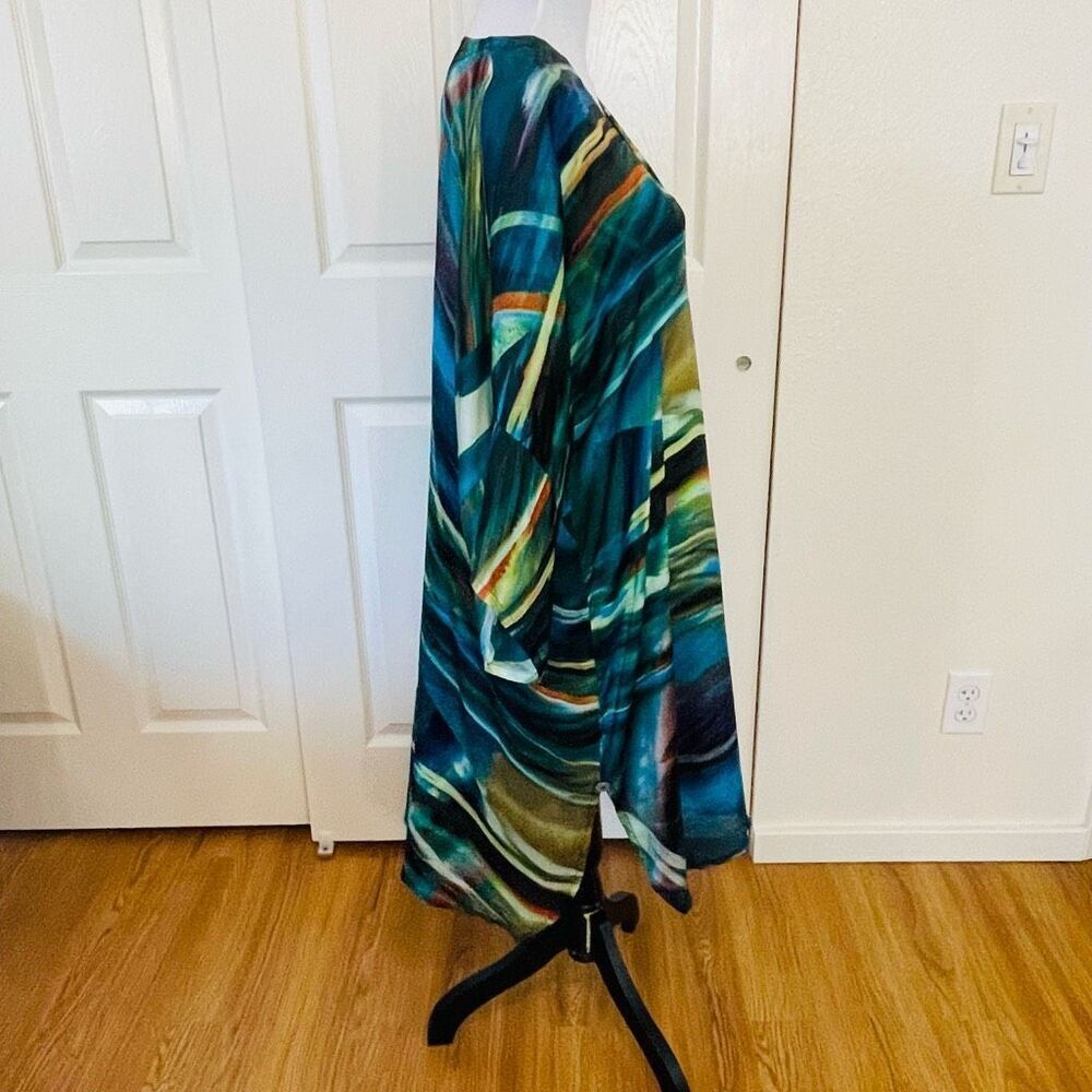 Johnny Was x Biya Silk Blend Oversize Button Up Shirt Tunic Dress Cover-up Size - Picture 2 of 11